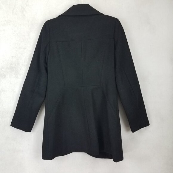 NEW French Connection Size XS Asymmetrical Zipper Tulip Hem Wool Coat in Black - Picture 3 of 12